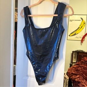 Los Angeles Apparel Blue High-Leg Swimsuit